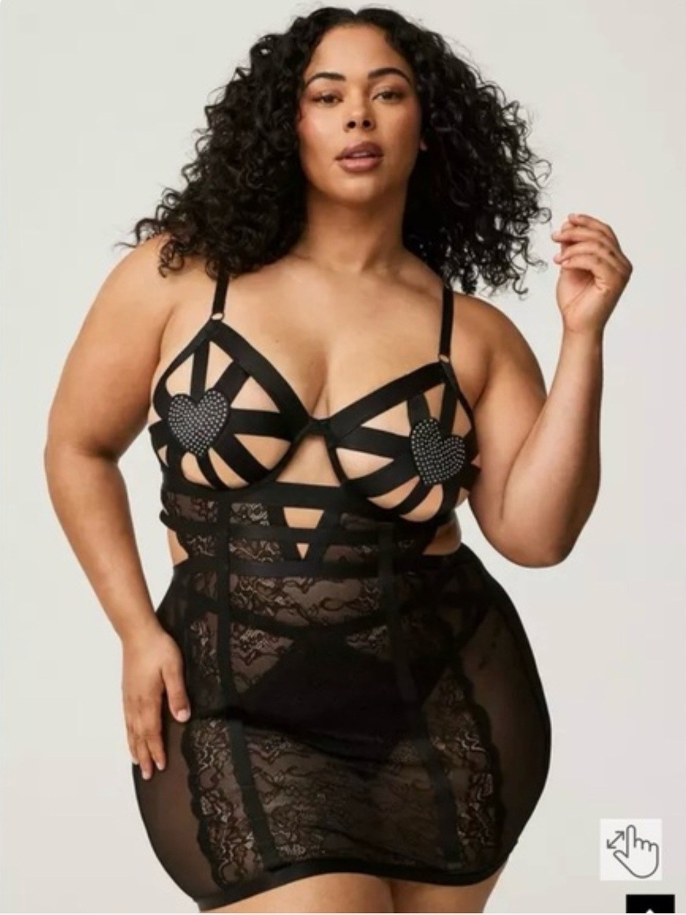 Torrid Diamanté Heart Open Cup
Underwire Chemise in Rich Black
Lingerie